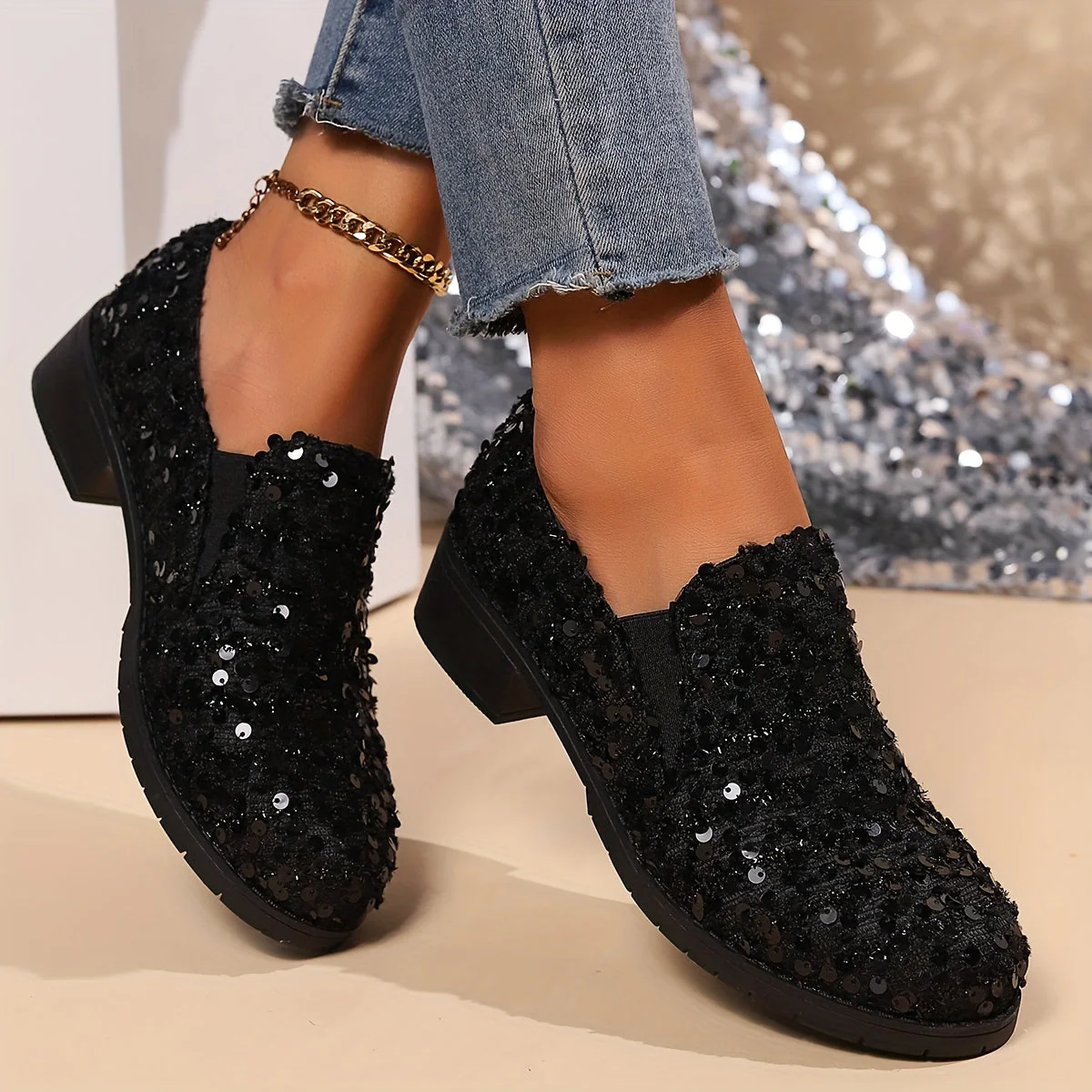 Mocassins à Sequins | Confort Brillant pour Jour & Soirée