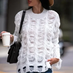 Isla - Pull Oversize Ajouré | Maille Torsadée | Chic & Décontracté