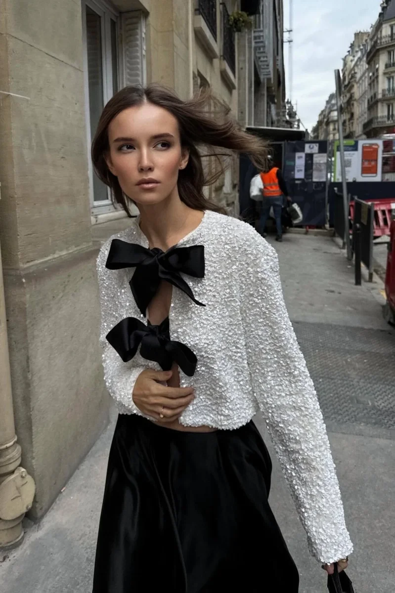 Top à Sequins | Nœuds Satinés | Élégant et Festif – Image 6