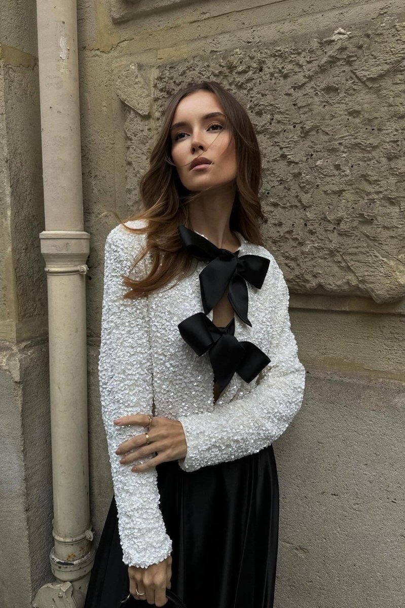 Top à Sequins | Nœuds Satinés | Élégant et Festif – Image 5