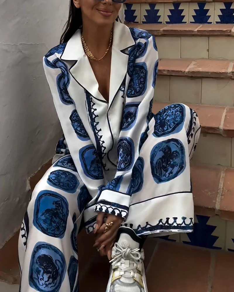 Ensemble Artistique Bleu | Coton | Fluide & Élégant