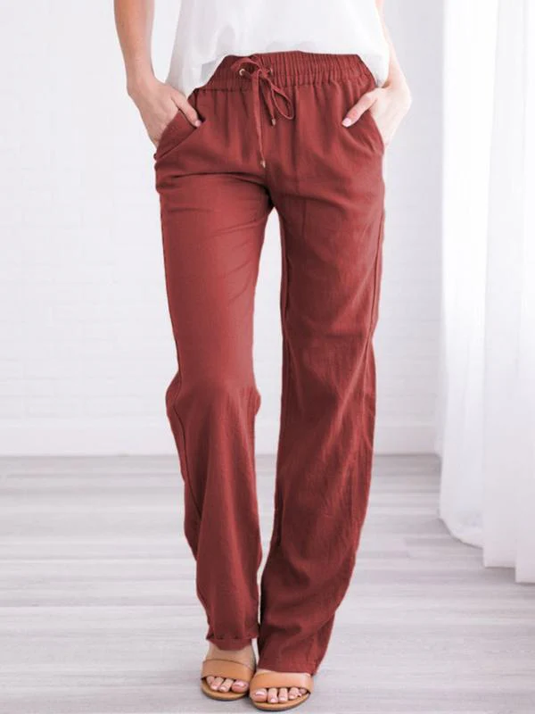 Pantalon Droit | Lin Léger | Taille Élastique & Cordon – Image 5