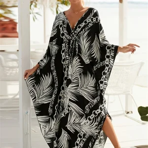 Robe Kaftan Longue Imprimée | Élégance Bohème Plage