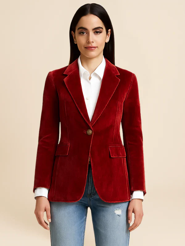 Elegant Velvet | Soft Touch Structured Women's Blazer – Image 2