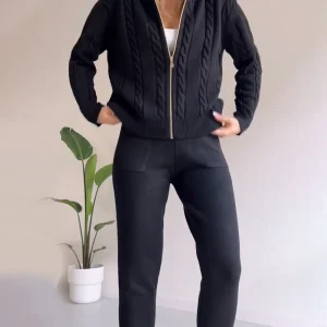 Knitted Set | Hood & Twisted Details | Soft and Comfortable