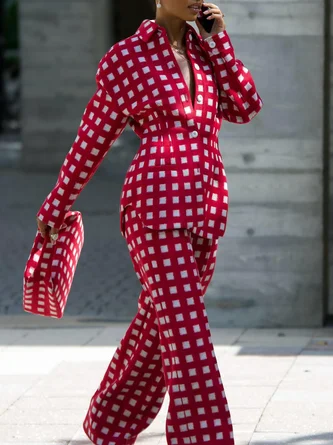 Structured checkered set | Fluid fabric & Fitted waist | Audacious and modern – Image 5