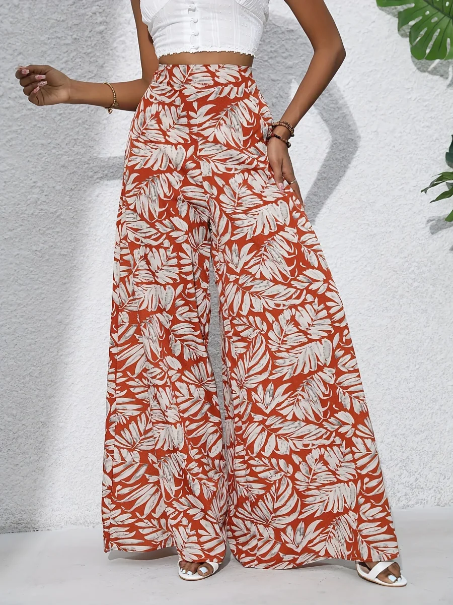 Leaf Print Wide Leg Pants | Light and Summery – Image 9