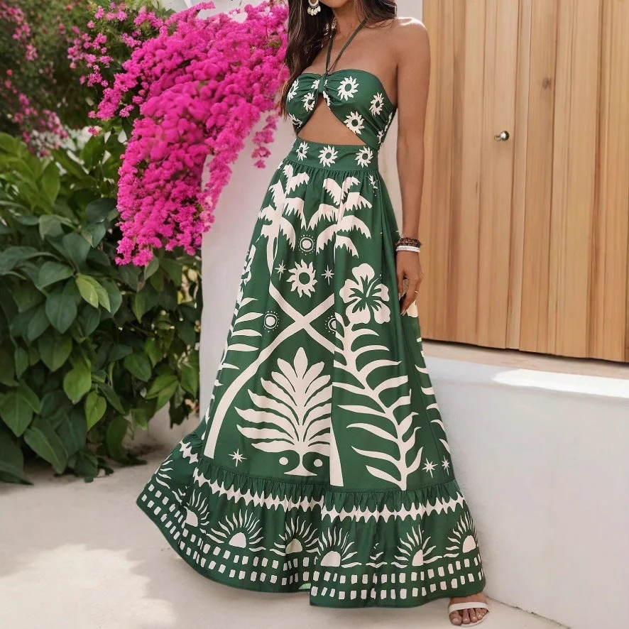 Bohemian Palmeraie Dress | Long and Halter Flared – Image 2