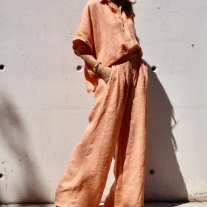 Ensemble en Lin | Couleur Pêche | Élégant et Aéré