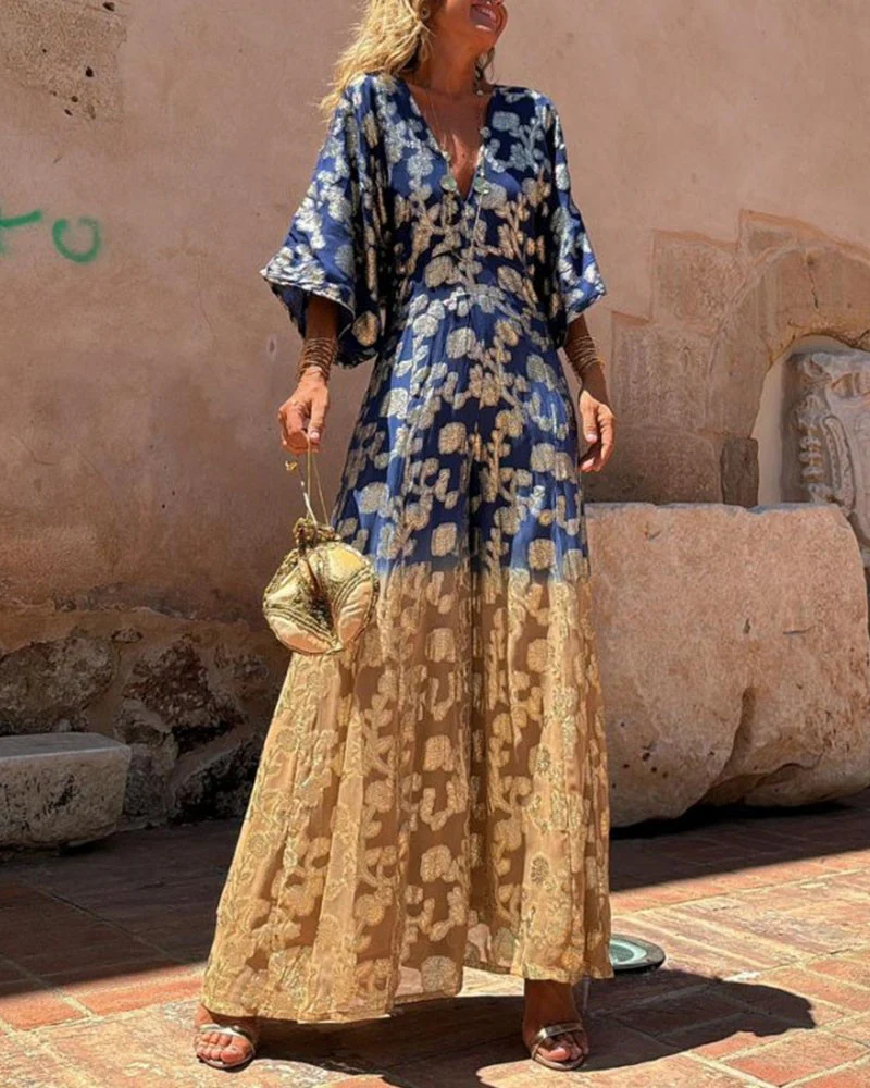 Robe Longue Dégradée | Viscose | Bohème Chic & Fluide