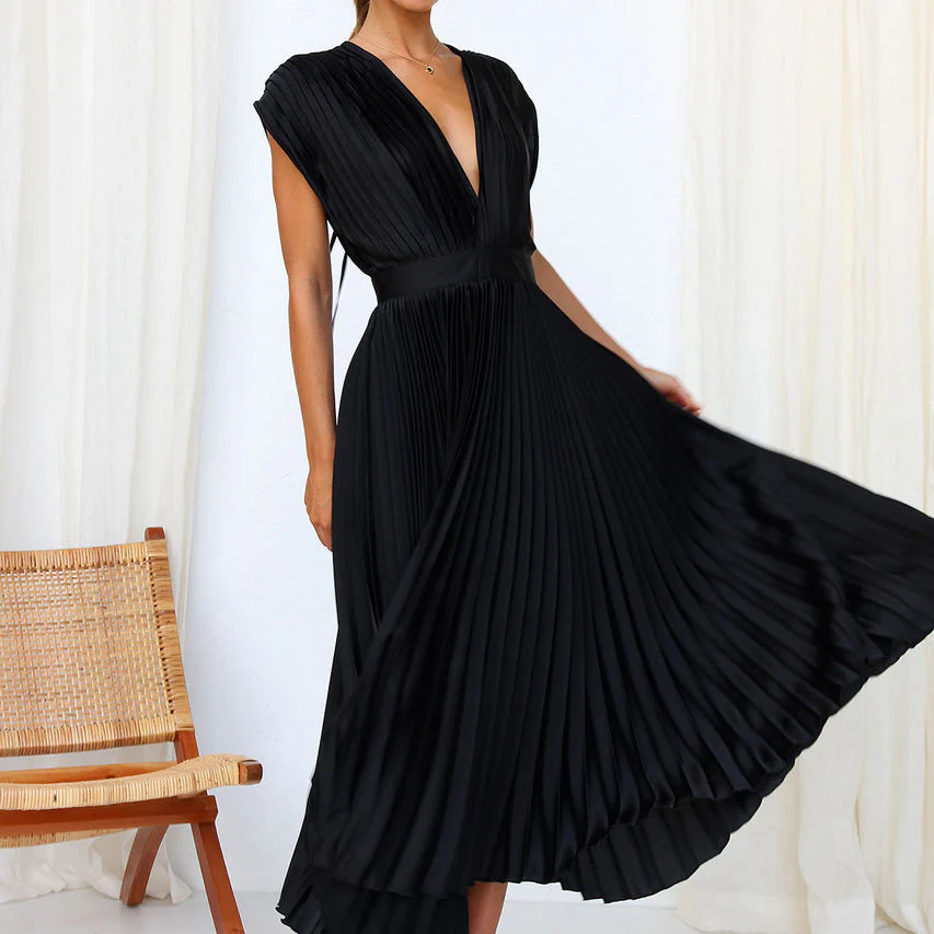 Robe Plissée Élégante | Mi-Longue | Style Sophistiqué – Image 9