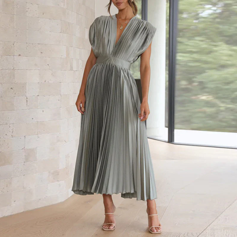 Robe Plissée Élégante | Mi-Longue | Style Sophistiqué – Image 3