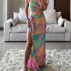 Robe Longue | Viscose | Imprimé Artistique Estival