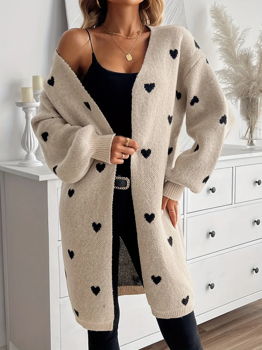 Cardigan Cœur Douceur | Maille Décontractée et Motif Amour – Image 2
