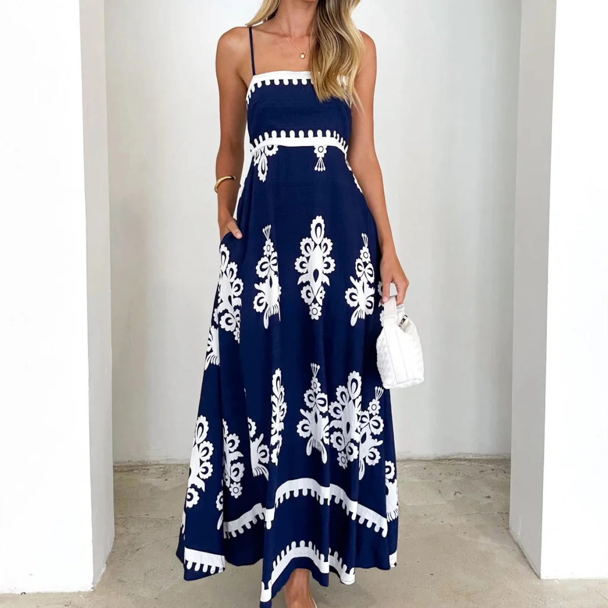 Embroidered Maxi Dress | Mediterranean Elegance and Bohemian Freshness