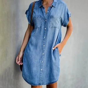 Elodie - Robe Chemise en Jean | Bleu | Décontractée et Tendance