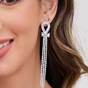 Boucles D’Oreilles Longues Éblouissantes À Pampilles Et Strass