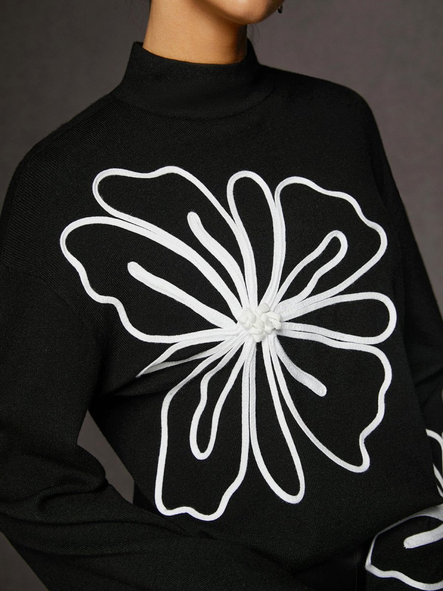 Graphic Floral Sweater | Black & White | Elegant and Contemporary – Image 5