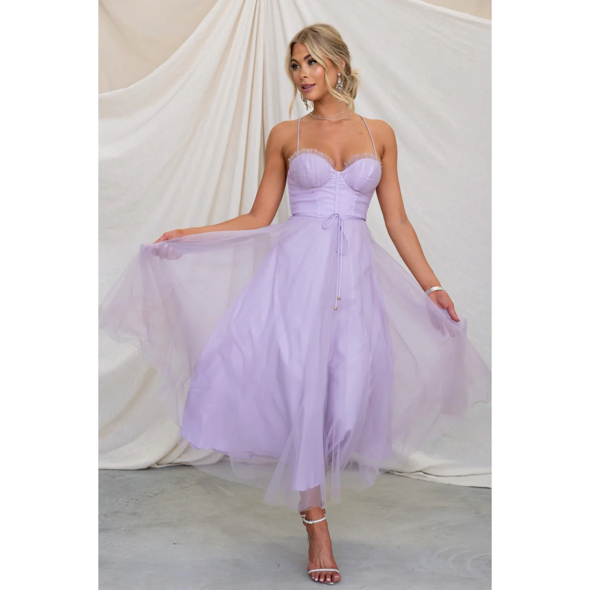 Douce Romance | Tulle Midi Dress with Straps and Corset – Image 5