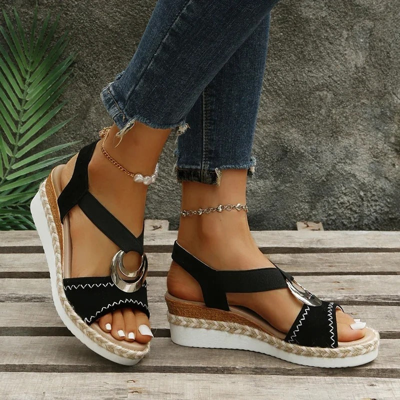 Glamour Riviera Compensated Sandals | Summer Elegance and Comfort – Image 3