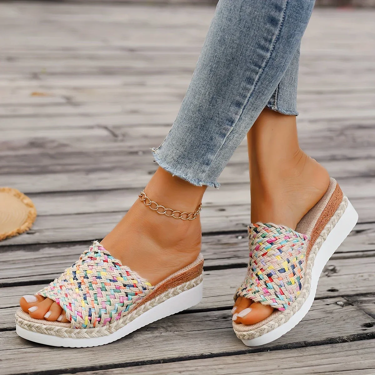 Multicolored Braided Flat Sandals | Esprit Bohème et Confort Estival – Image 4