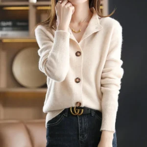 Emma - Cardigan en Laine Beige | Élégant | Chaleur et Confort