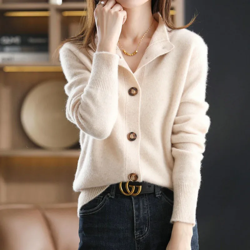 Emma - Cardigan en Laine Beige | Élégant | Chaleur et Confort – Image 2