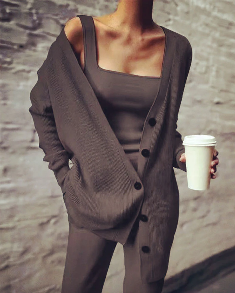 Ensemble Maille Côtelée | Coton | Minimaliste et Confortable