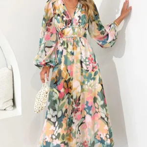 Robe Longue | Imprimé Floral Multicolore | Fraîche et Féminine