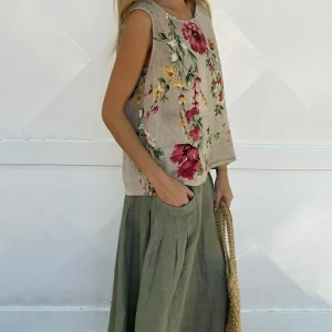 Linen Set | Floral Top & Long Skirt | Summer Bohemian Look