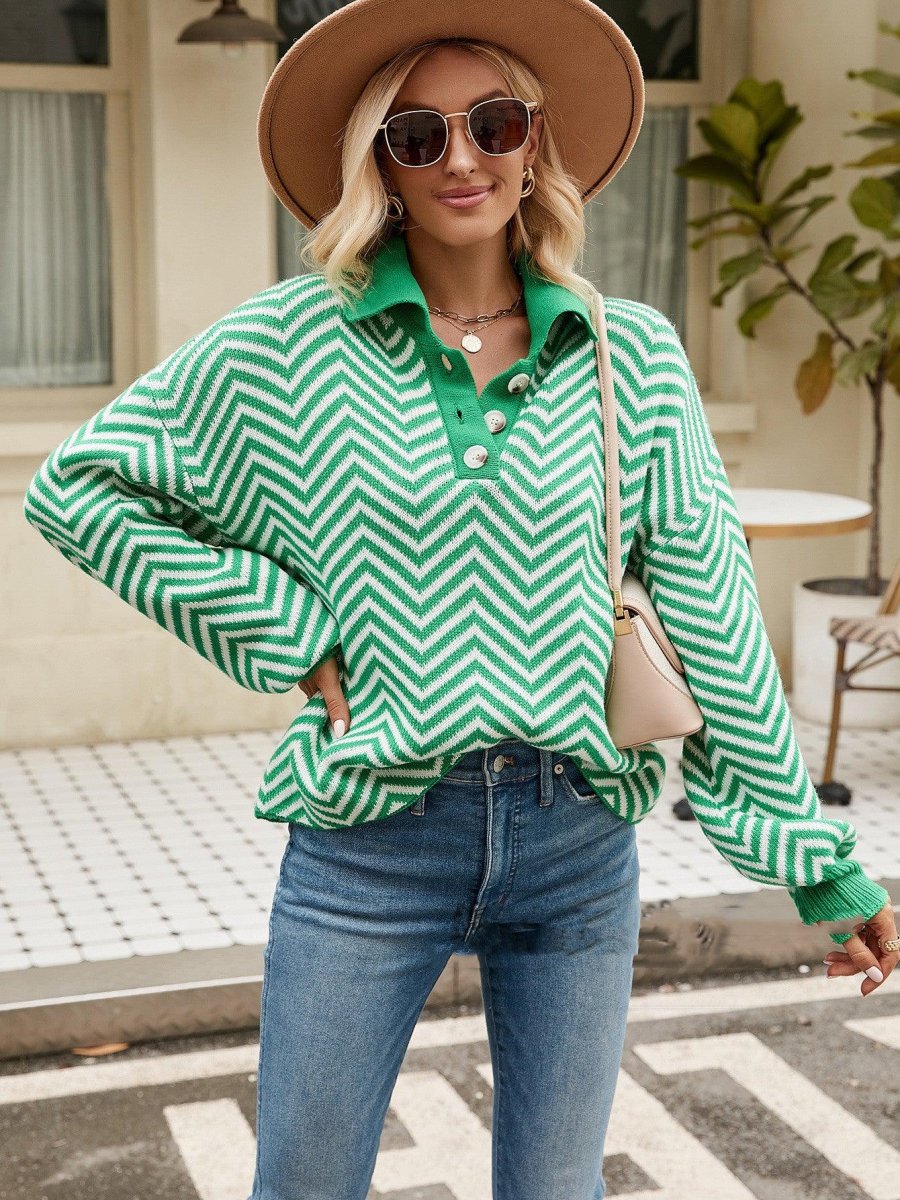 Savannah - Pull Polo | Motif Chevron | Style Décontracté – Image 6