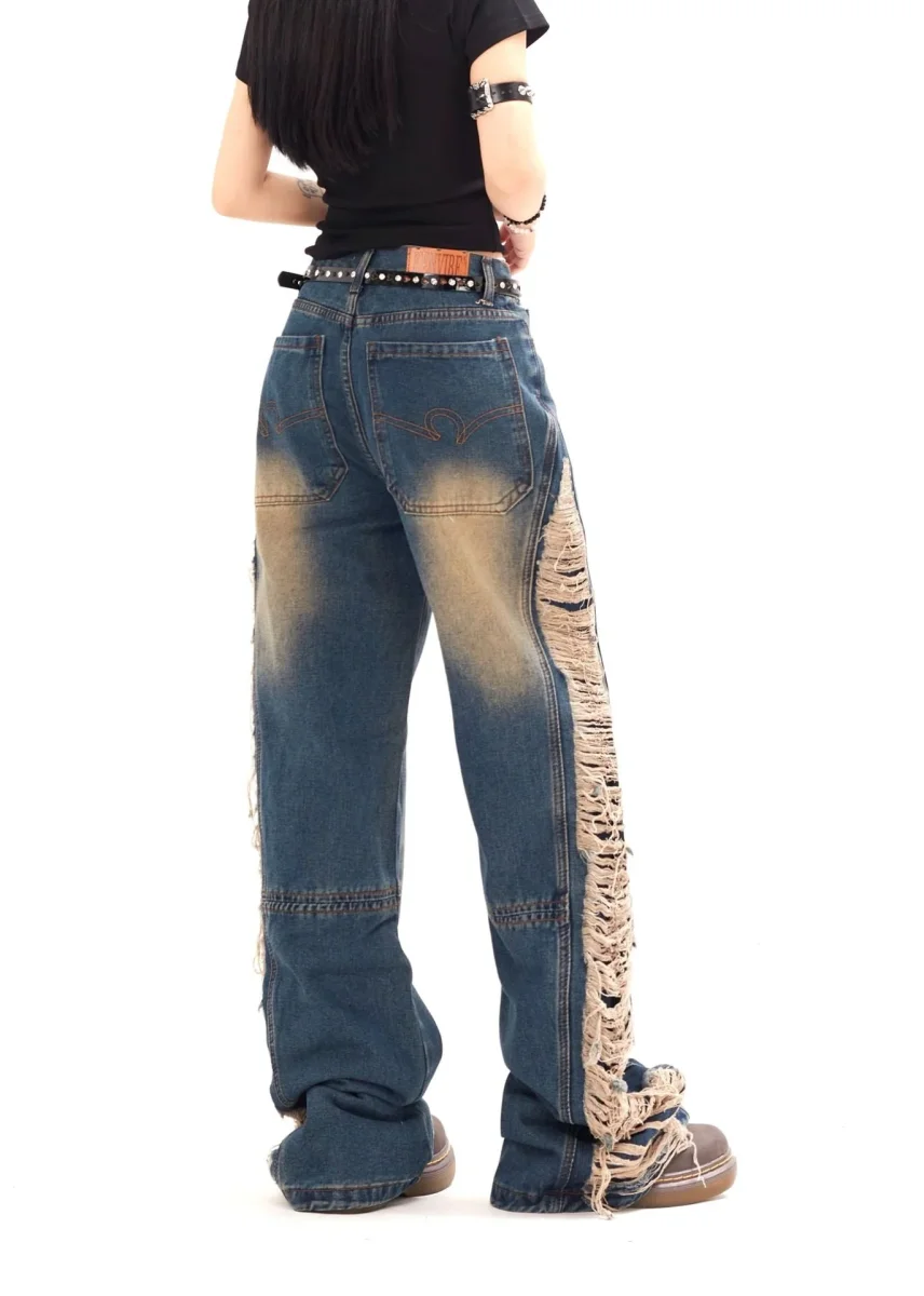 Destroy Wide Jeans with Frayed Details | Grunge Attitude and Rebel Style – Image 5