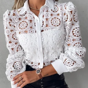 Embroidered Lace Blouse | Structured and Modern Elegance