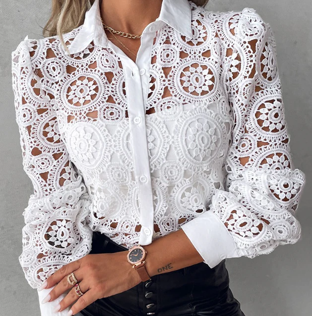 Embroidered Lace Blouse | Structured and Modern Elegance – Image 2
