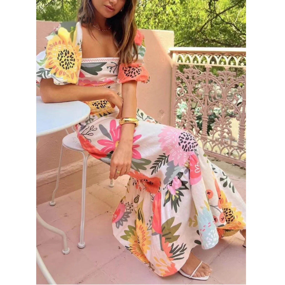 Ruffled Floral Print Maxi Dress | Fresh Exotic and Feminine – Image 3