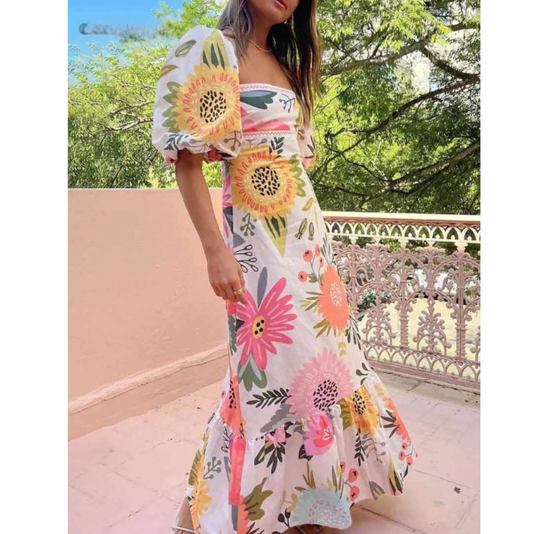 Ruffled Floral Print Maxi Dress | Fresh Exotic and Feminine – Image 4