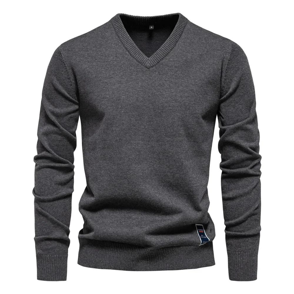 Men's V-neck Sweater | Cotton | Elegant & Comfortable – Image 5