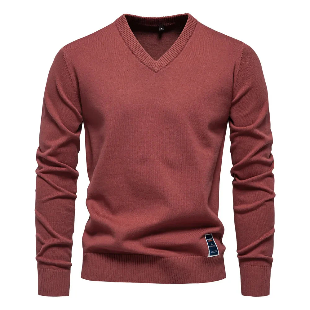 Men's V-neck Sweater | Cotton | Elegant & Comfortable – Image 3