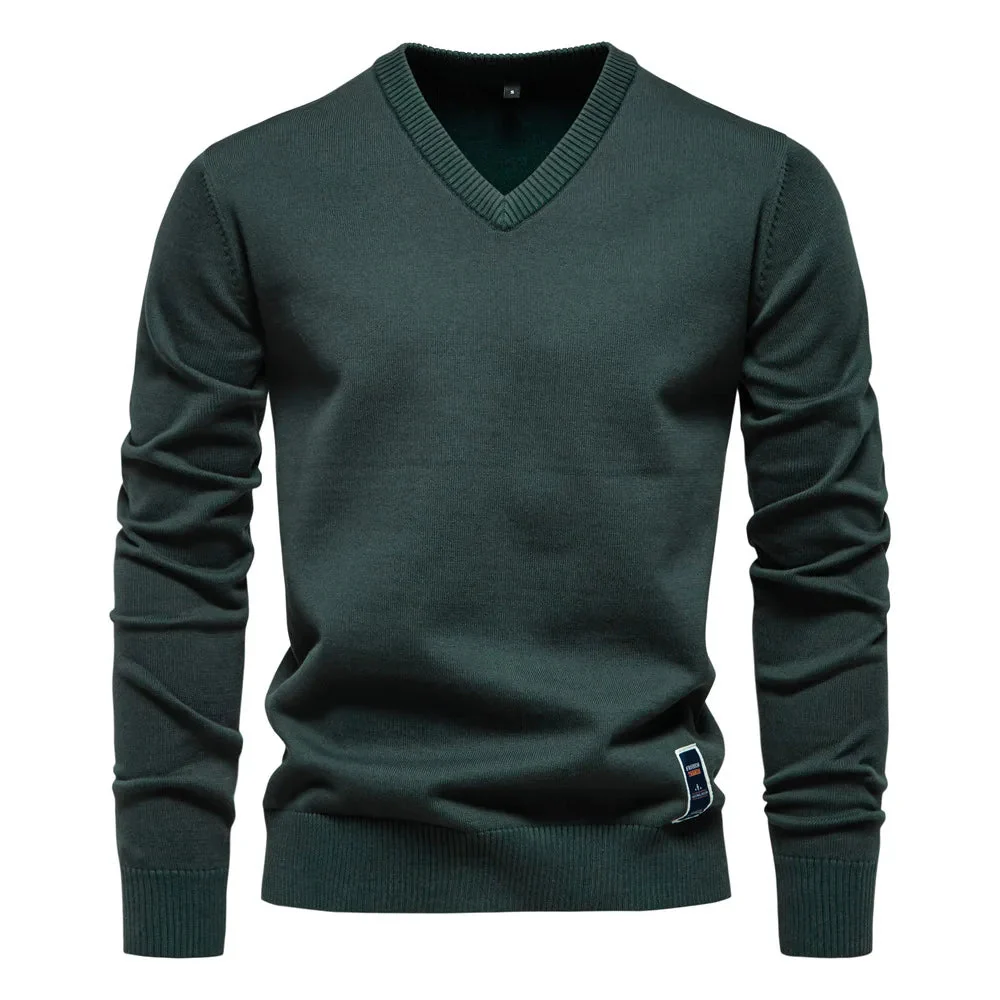 Men's V-neck Sweater | Cotton | Elegant & Comfortable – Image 2