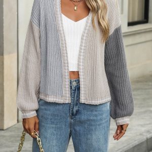 Cardigan Nuances Urbaines | Court à Blocs de Couleurs