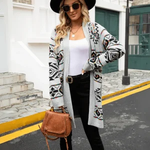 Cardigan Horizon Urbain | Long and Graphic Pattern