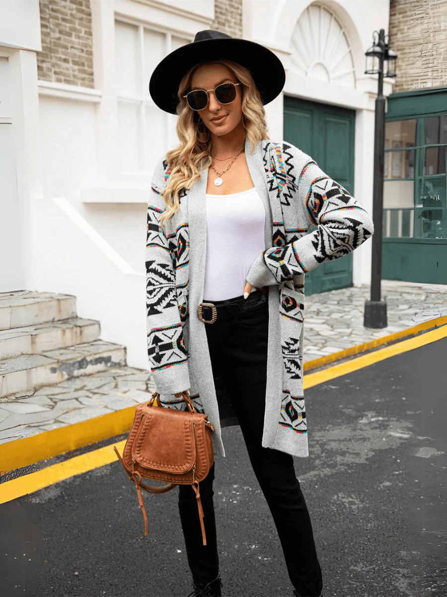 Cardigan Horizon Urbain | Long and Graphic Pattern – Image 2