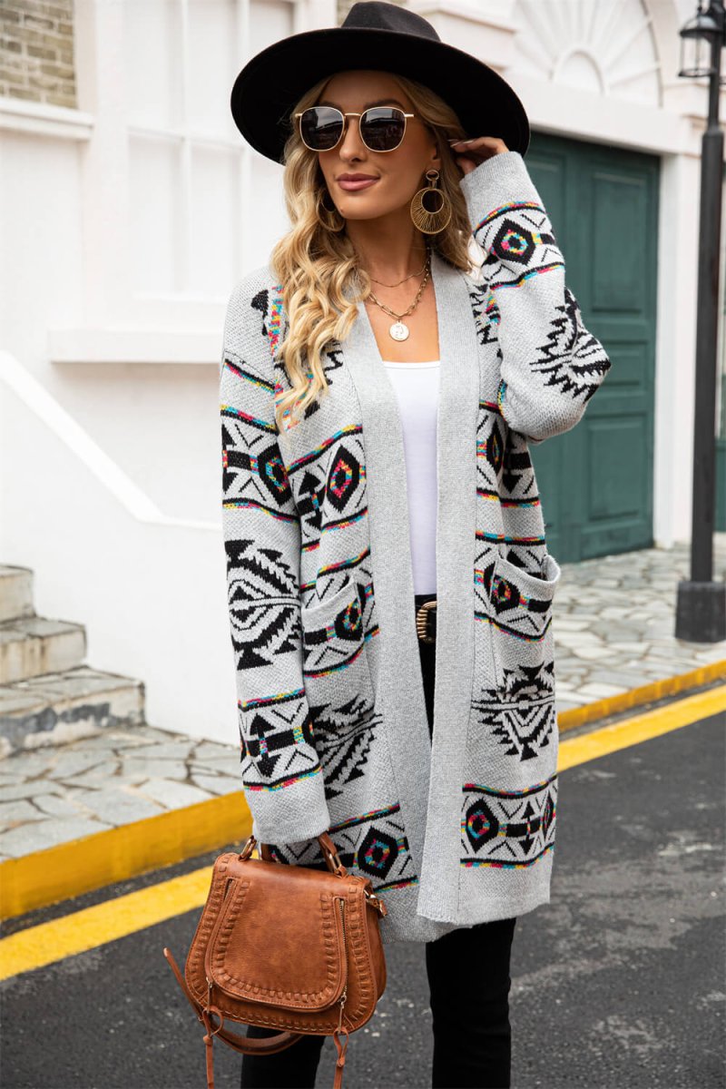 Cardigan Horizon Urbain | Long and Graphic Pattern – Image 3