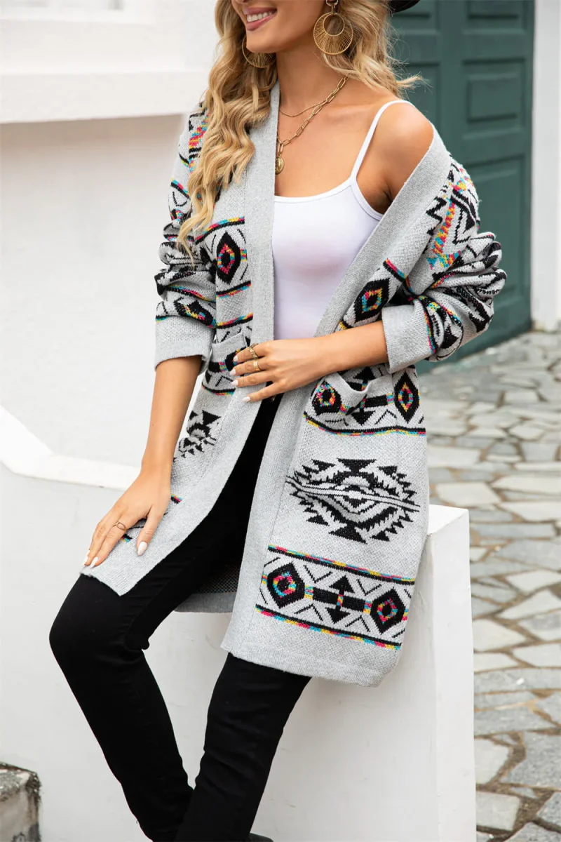 Cardigan Horizon Urbain | Long and Graphic Pattern – Image 7