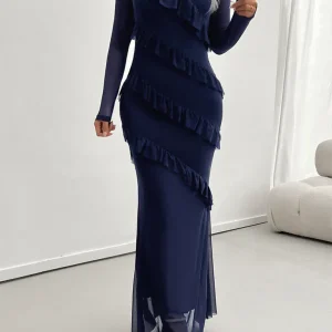 Isabella - Robe Longue à Volants | Élégante | Col V & Manches Longues