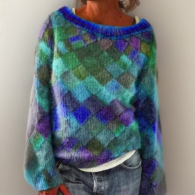Multicolored Carreaux Sweater | Mohair Effect | Audacity and Softness