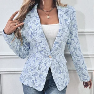 Floral Curved Blazer | Structured Elegance and Spring Freshness