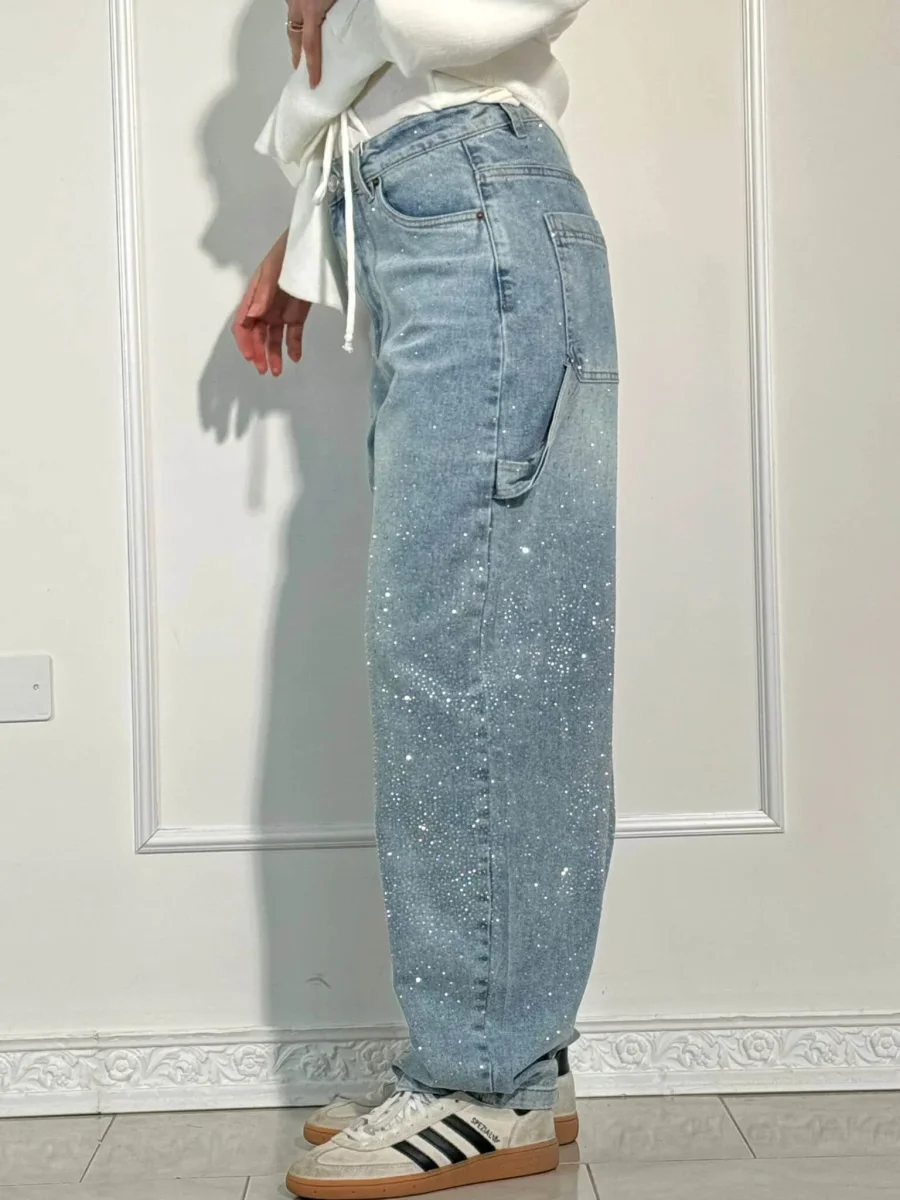 Jean Large Brillant | Denim | Coupe Oversize Scintillante – Image 8