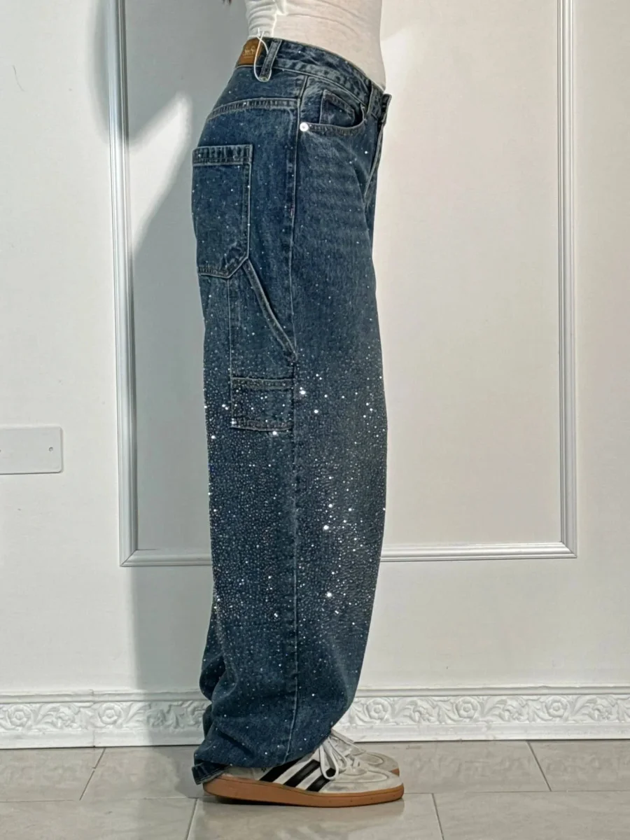 Jean Large Brillant | Denim | Coupe Oversize Scintillante – Image 3