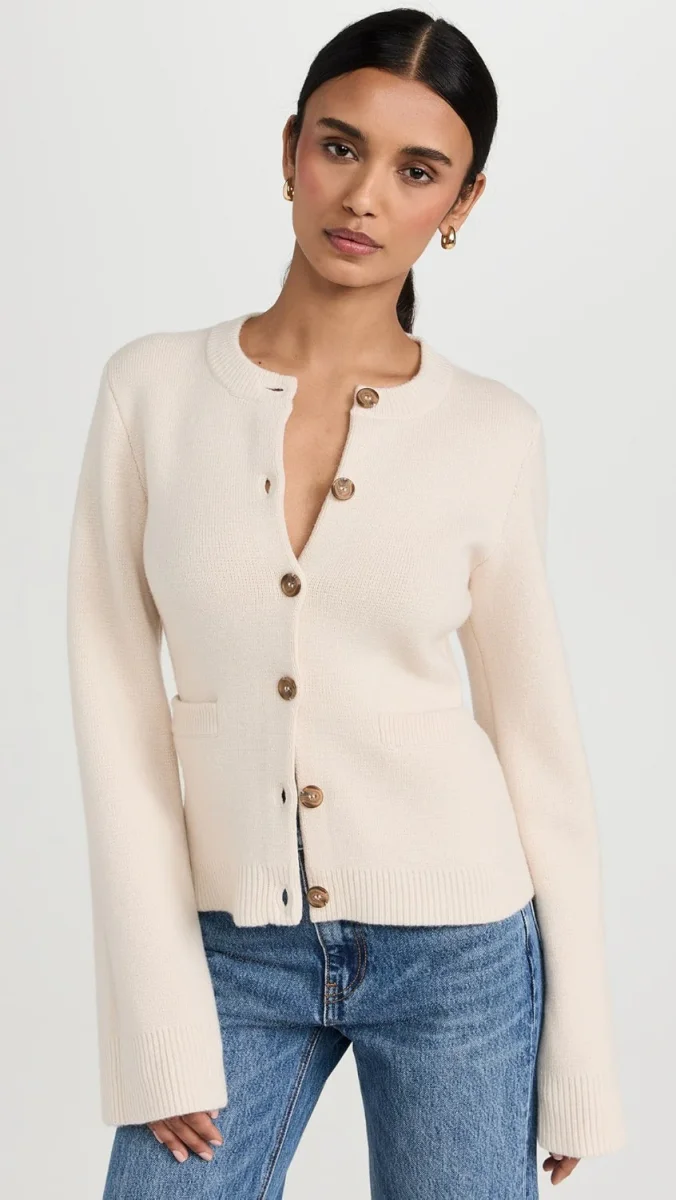 Round Neck Buttoned Cardigan | Élégance Pure